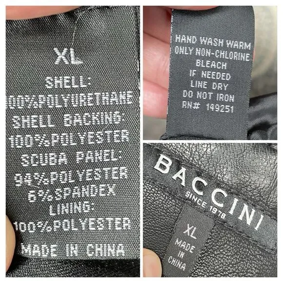 Baccini Sz XL Plus Black Moto Jacket Faux Leather Studded Punk Biker Grunge Rock - Picture 10 of 15